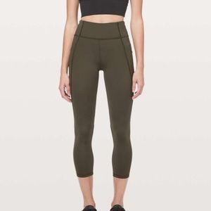 Lululemon Time to Sweat Crop 23” dark olive
